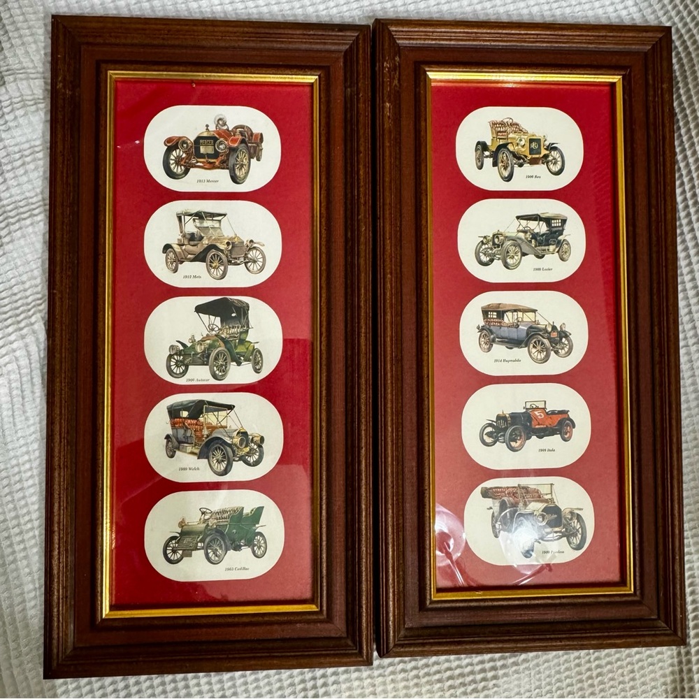 Vintage Turner Wall Accessory Auto Panels Jerome Biederman Car Prints Pair